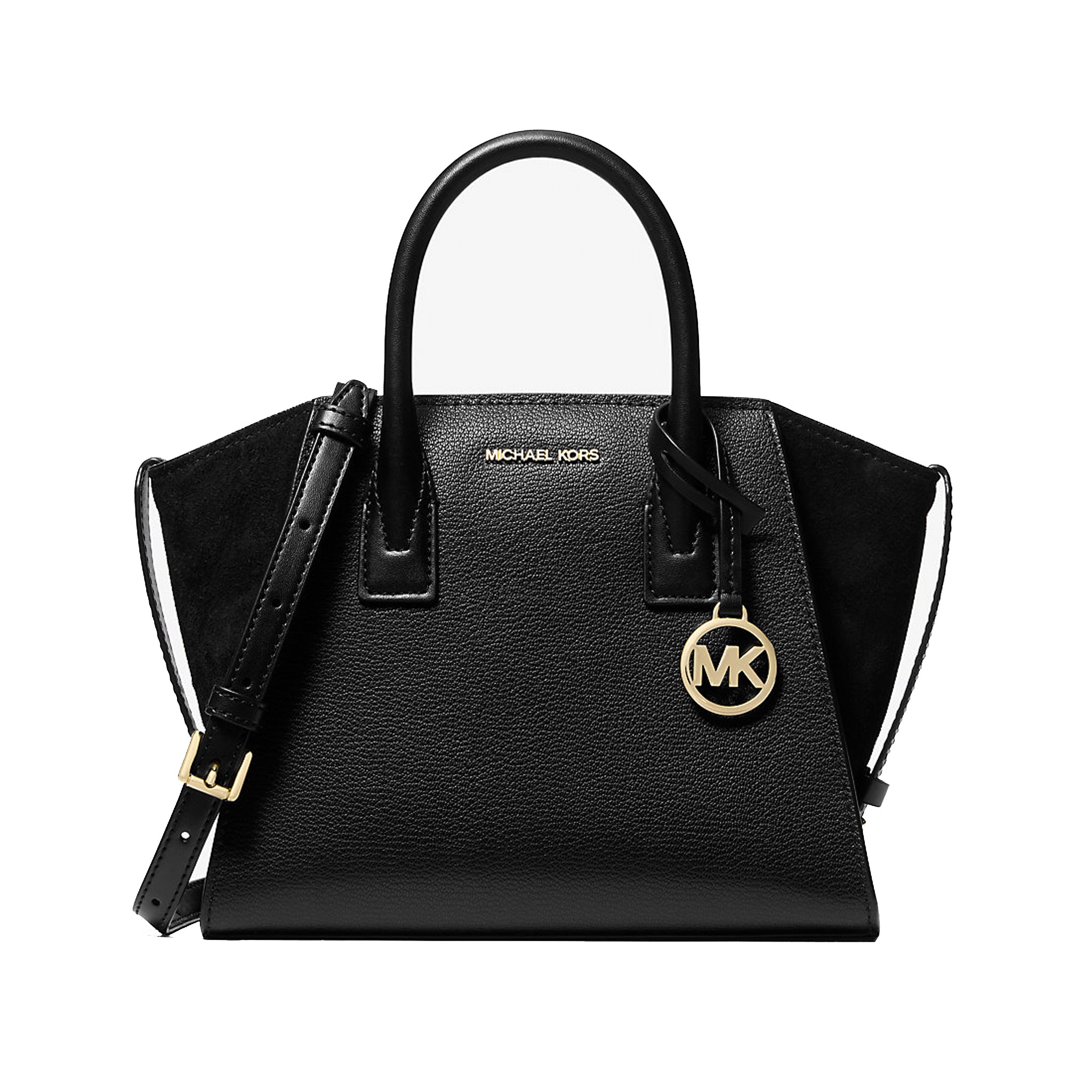 Michael Kors Avril Small Pebbled Leather Satchel Bag - Black