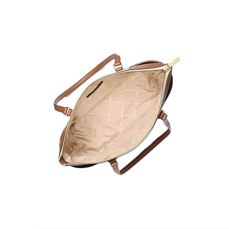 Michael Kors Charlotte Large Logo and Leather Top Zip Tote Bag - Vanilla