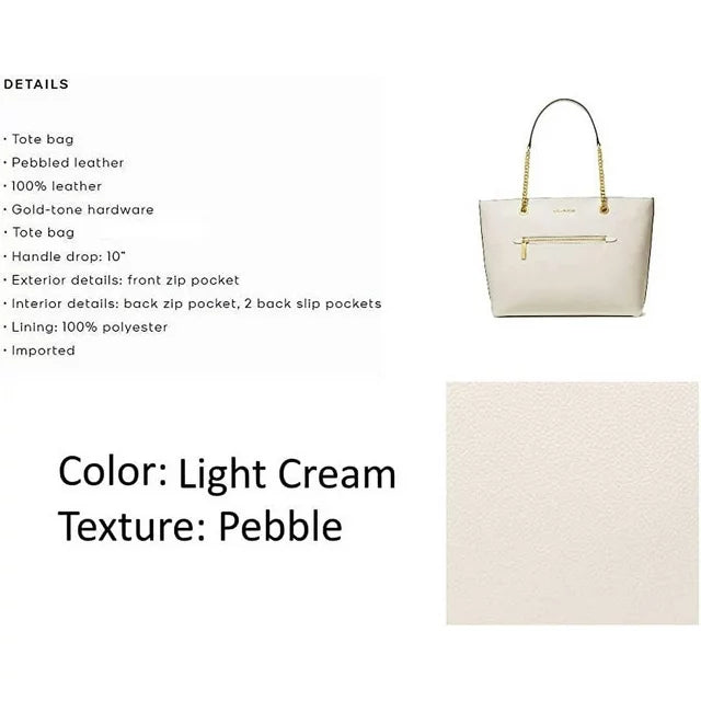 Michael Kors Jet Set Item Medium Front Pocket Chain Tote Bag Purse (Light Cream)