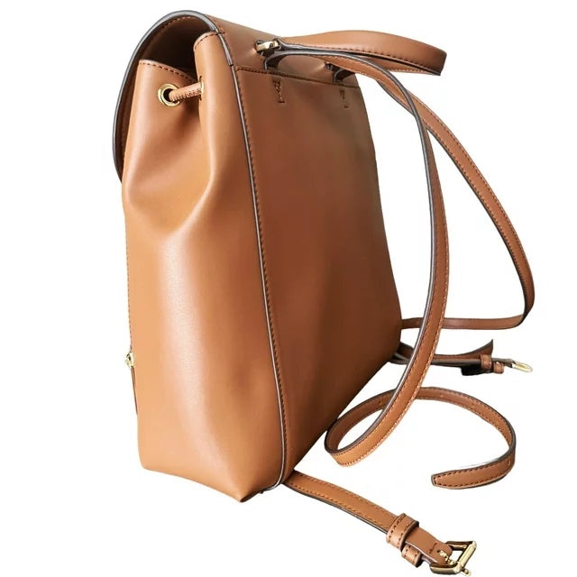 Michael Kors Phoebe Medium Vanilla Signature PVC Leather Flap Backpack Bookbag