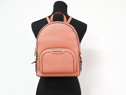 Michael Kors Jaycee Medium Sherbert Pebbled Leather Zip Pocket Backpack Bookbag