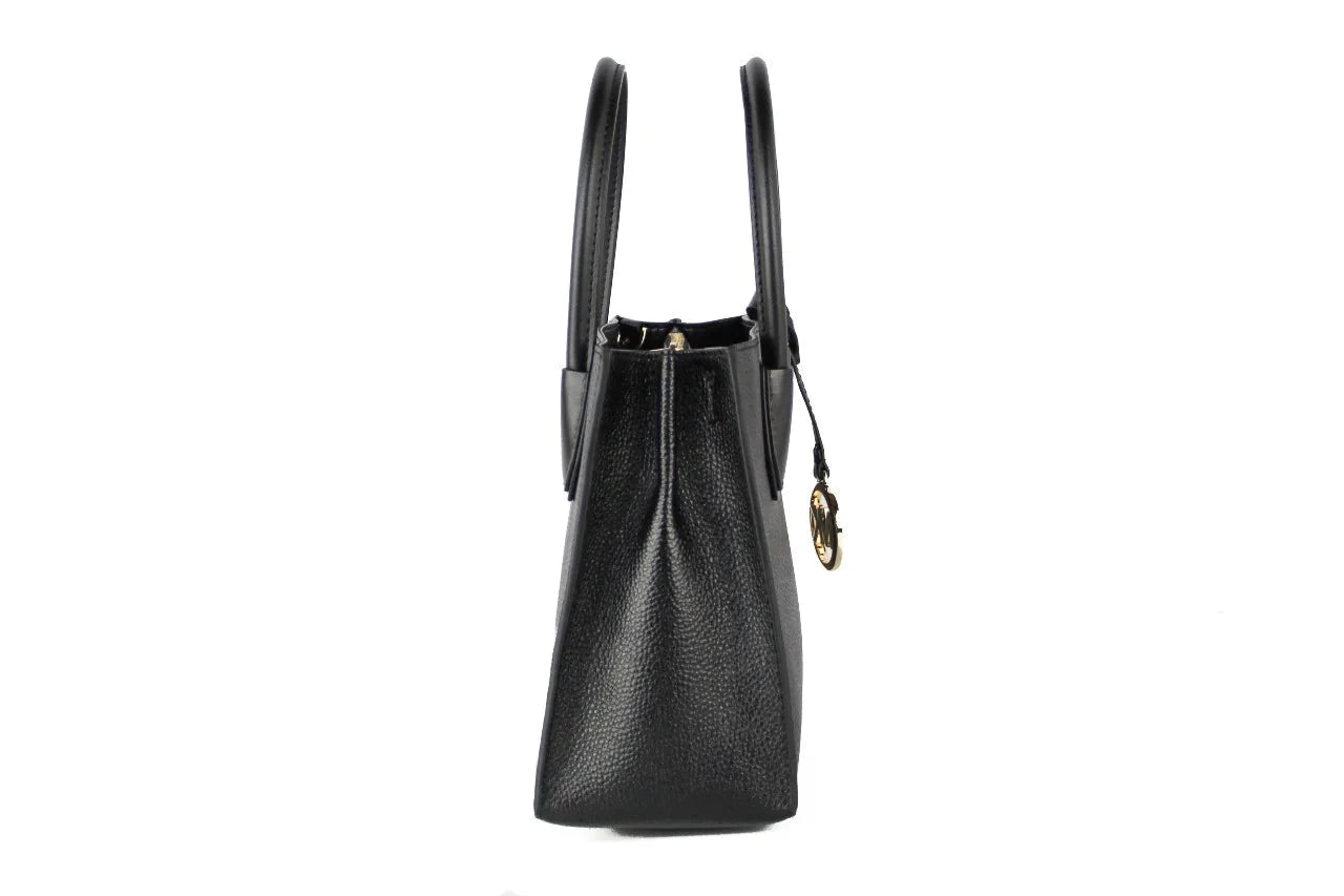 Michael Kors Mercer Medium Black Pebble Leather Convertible Messenger Crossbody Handbag