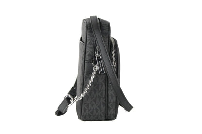 Michael Kors Jet Set Medium Black Signature North South Chain Crossbody Handbag