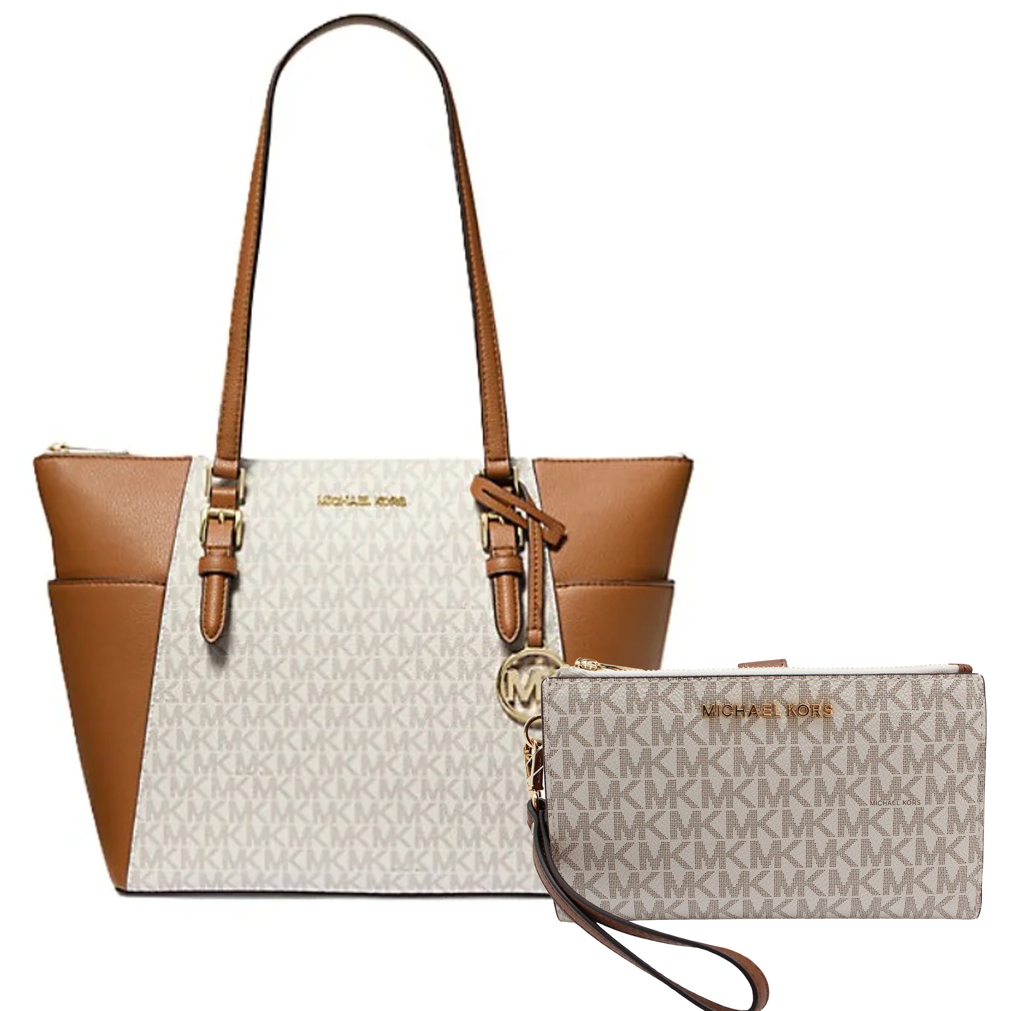 Tote White Mk Wristlet Michael Kors Jet Set Travel Double Zip