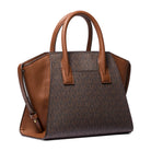 Michael Kors Avril Small Logo and Leather Signature Series Satchel - Brown