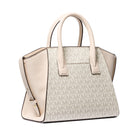 Michael Kors Avril Small Logo and Leather Signature Series Satchel - Light Cream Multi