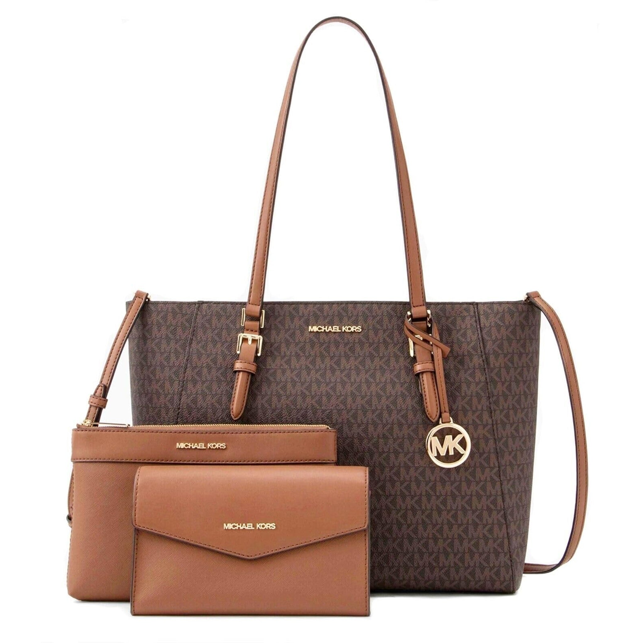 Michael Kors Charlotte Large Leather 3-in-1 Tote with Crossbody and Handbag