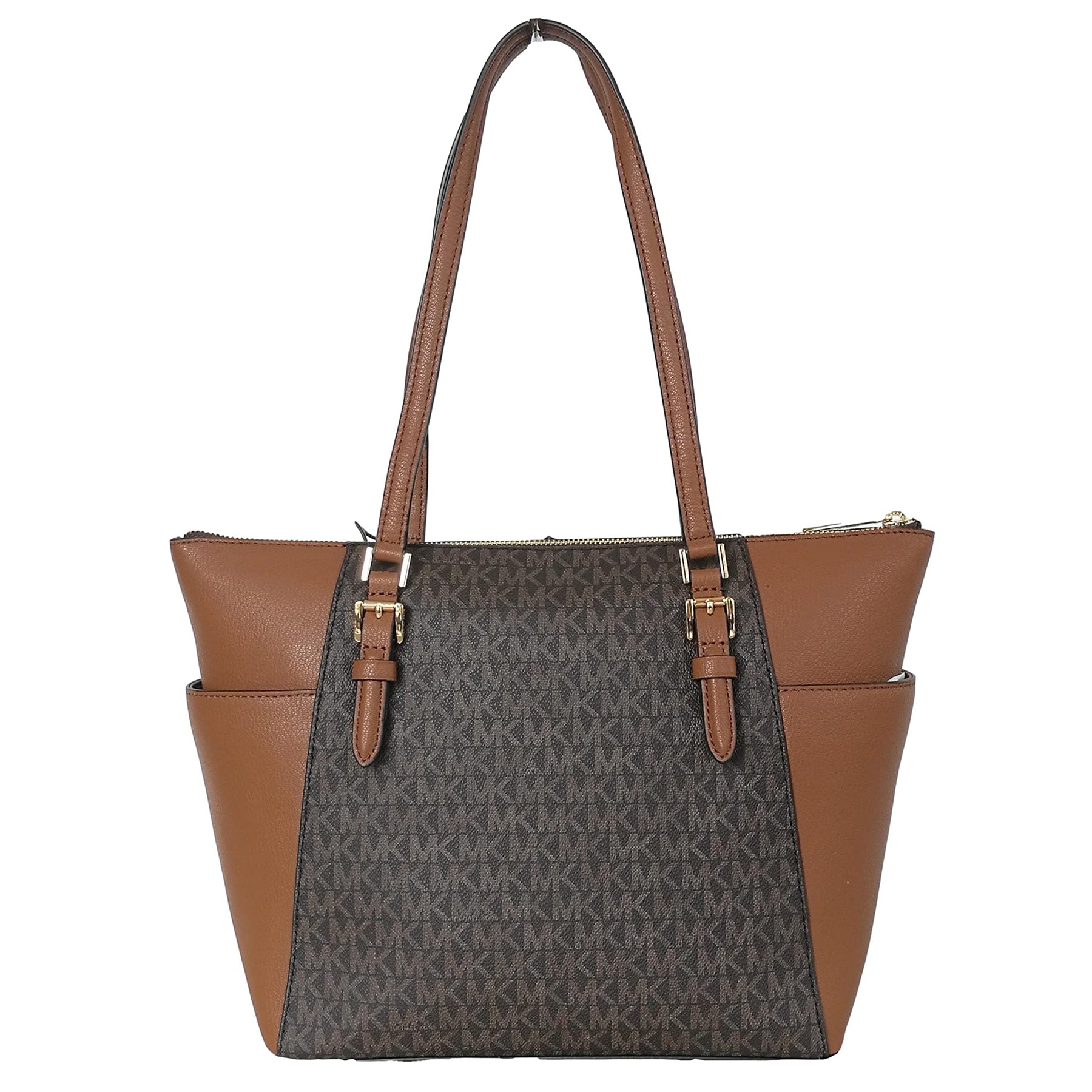 人気商品の中古品・新品・未使用品 Large Charlotte Kors Michael Logo Tote Zip Top Leather and バッグ