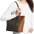 Michael Kors Charlotte Large Logo and Leather Top Zip Tote Bag