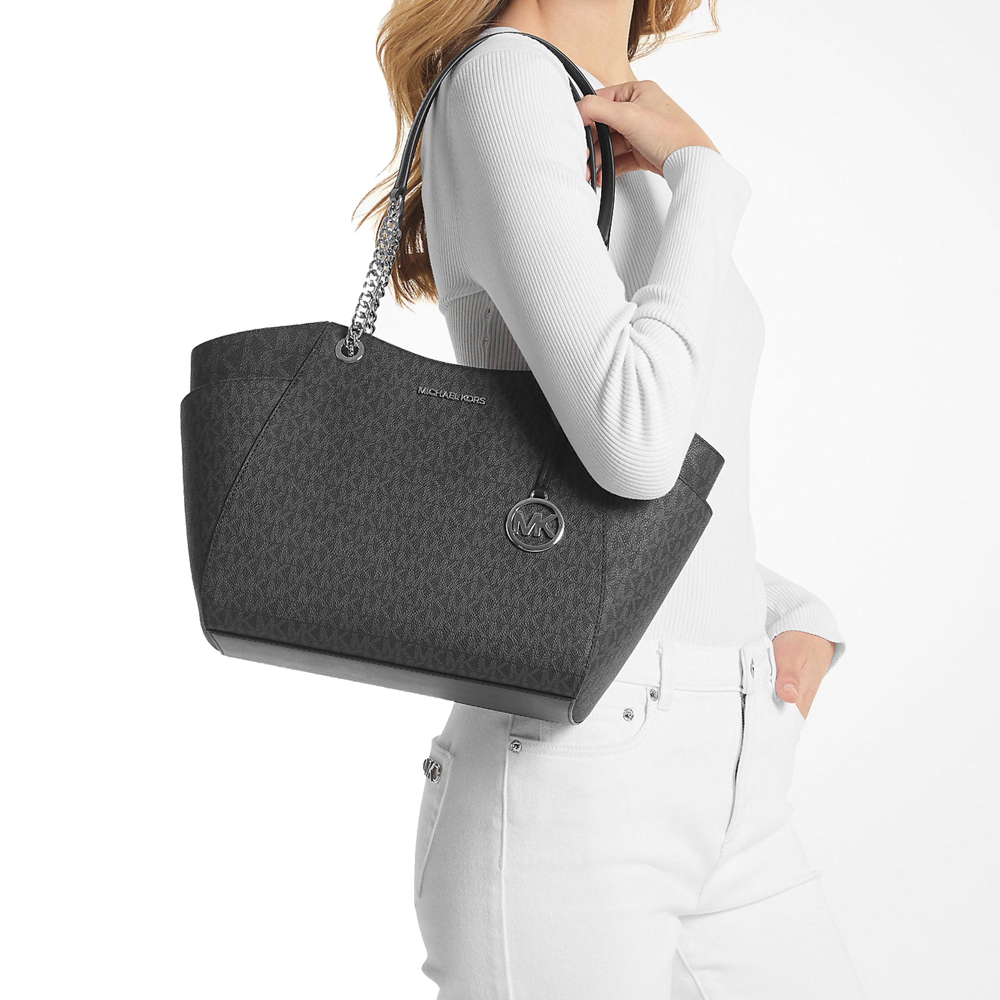 Michael Kors Jet Set Large Signature Logo Shoulder Bag – Dazigno