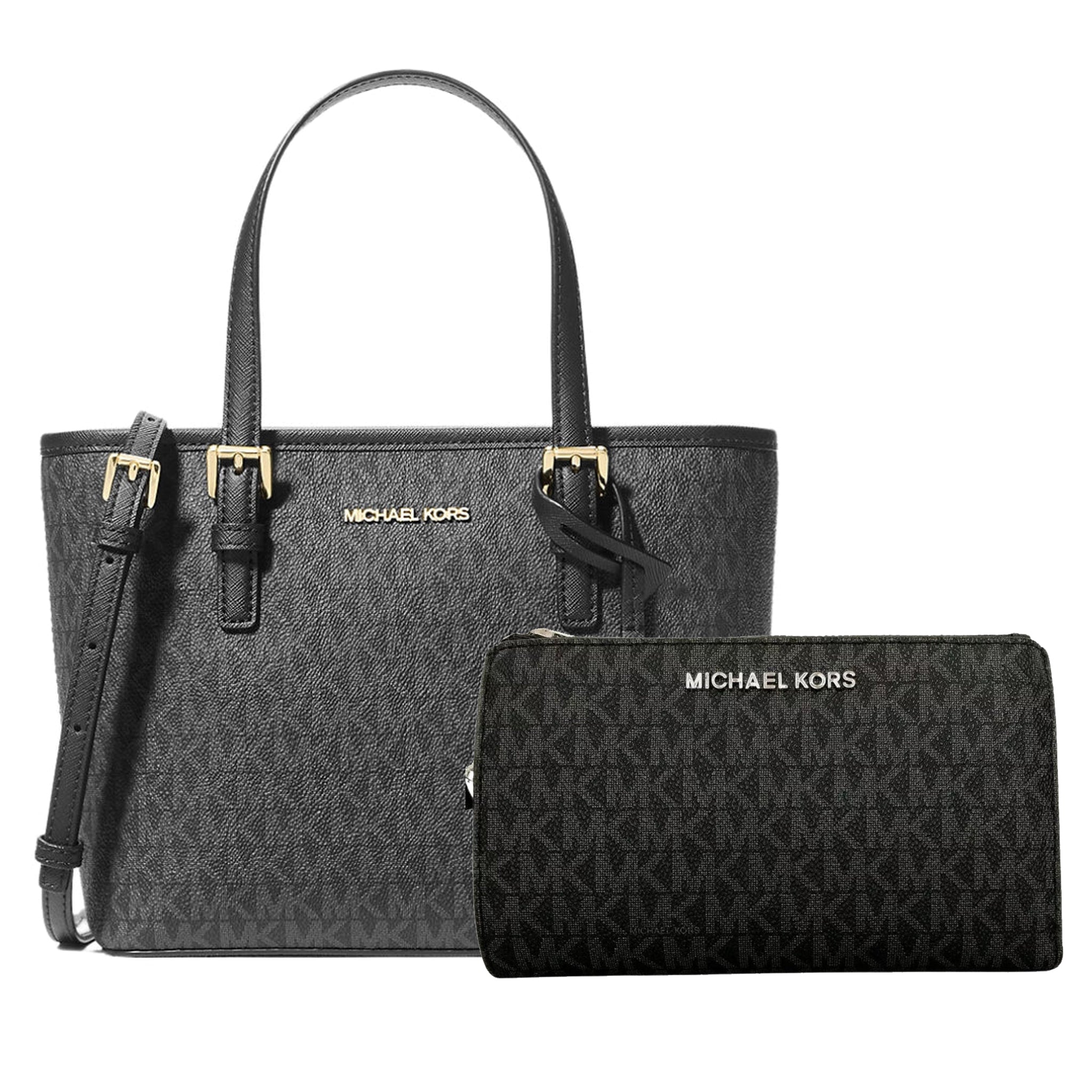 Michael Kors Jet Set Travel XS Carryall Tote & Double Zip Wallet