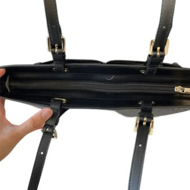 Michael Kors Womens Jet Set Travel Medium Double Pocket Tote Non-Leather Vegan (Black) 35F3GTVT3B-001