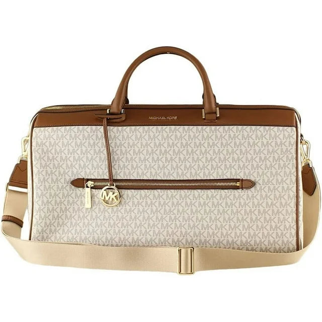 Michael Kors Womens Extra Large Top Zip Duffle Bag (Vanilla) MK Signature
