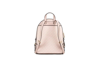 Michael Kors Jaycee Medium Light Powder Blush Signature PVC Zip Pocket Backpack Bookbag