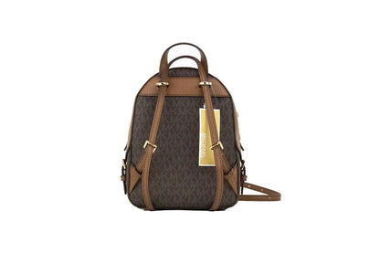 Michael Kors Jaycee XS Brown Signature PVC Zip Pocket Shoulder Backpack Bag