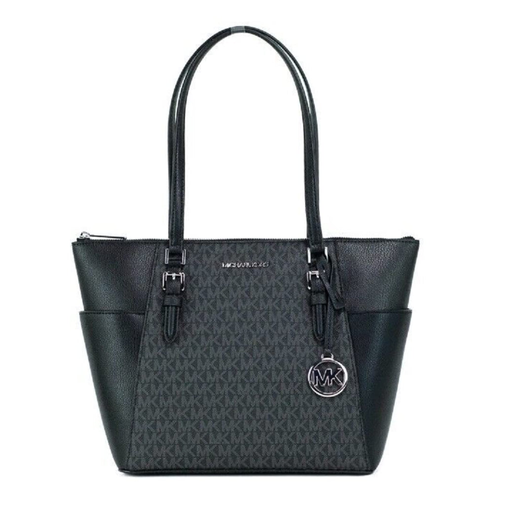 Michael Kors Jet Set Travel Double Zip Wallet & Charlotte Large Logo Tote – Elegant Combo
