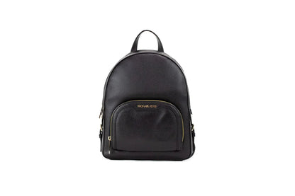 Michael Kors Jaycee Medium Black Pebbled Leather Zip Pocket Backpack Bookbag