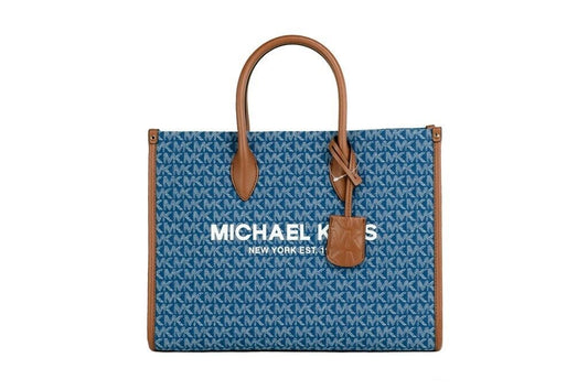 Michael Kors Mirella Women's Medium MK Shoulder Tote Bag Signature Denim